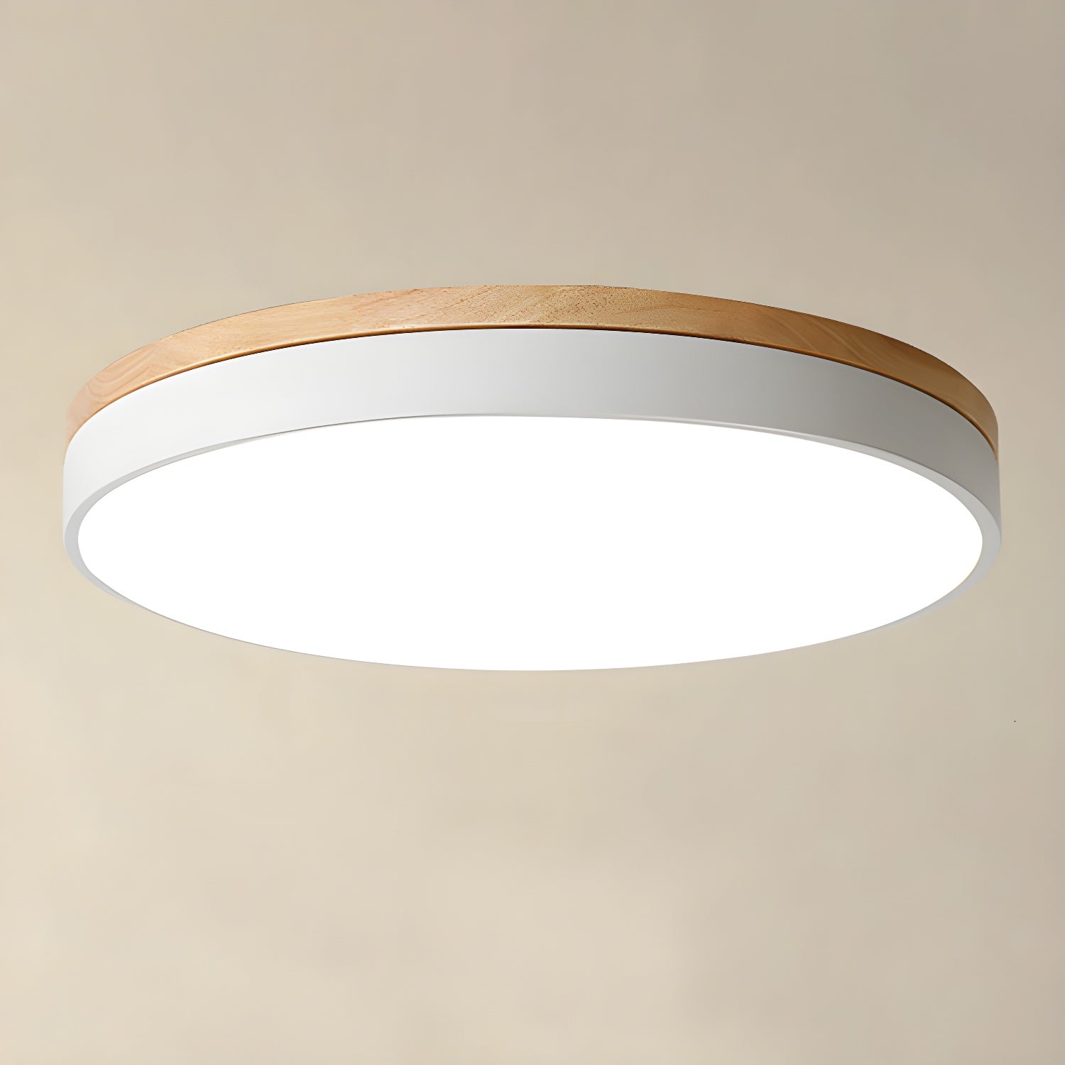 Solara Lampe Plafonnier Circulaire en Bois Moderne Minimaliste