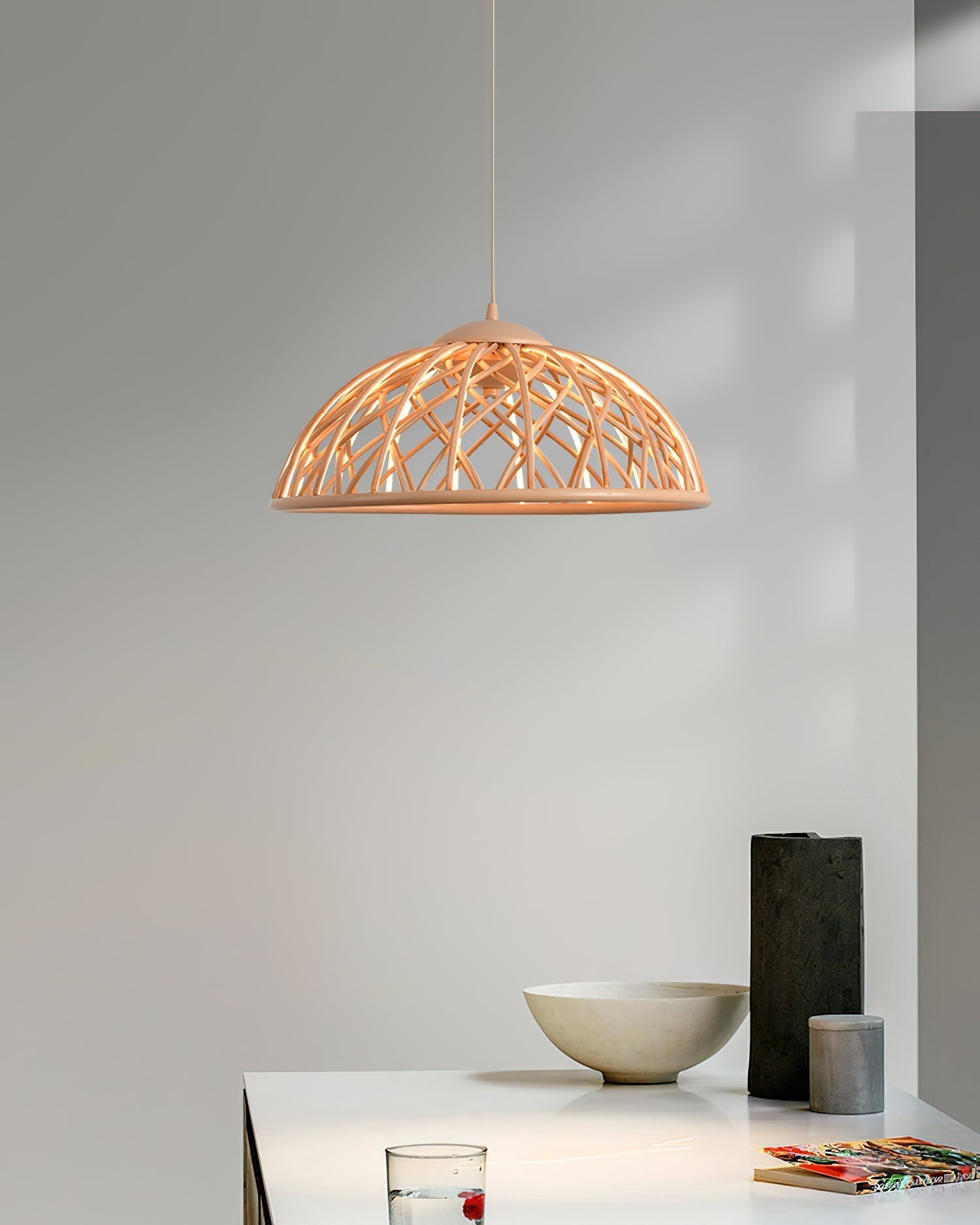 Zeela Suspension Minimaliste Bois et Verre