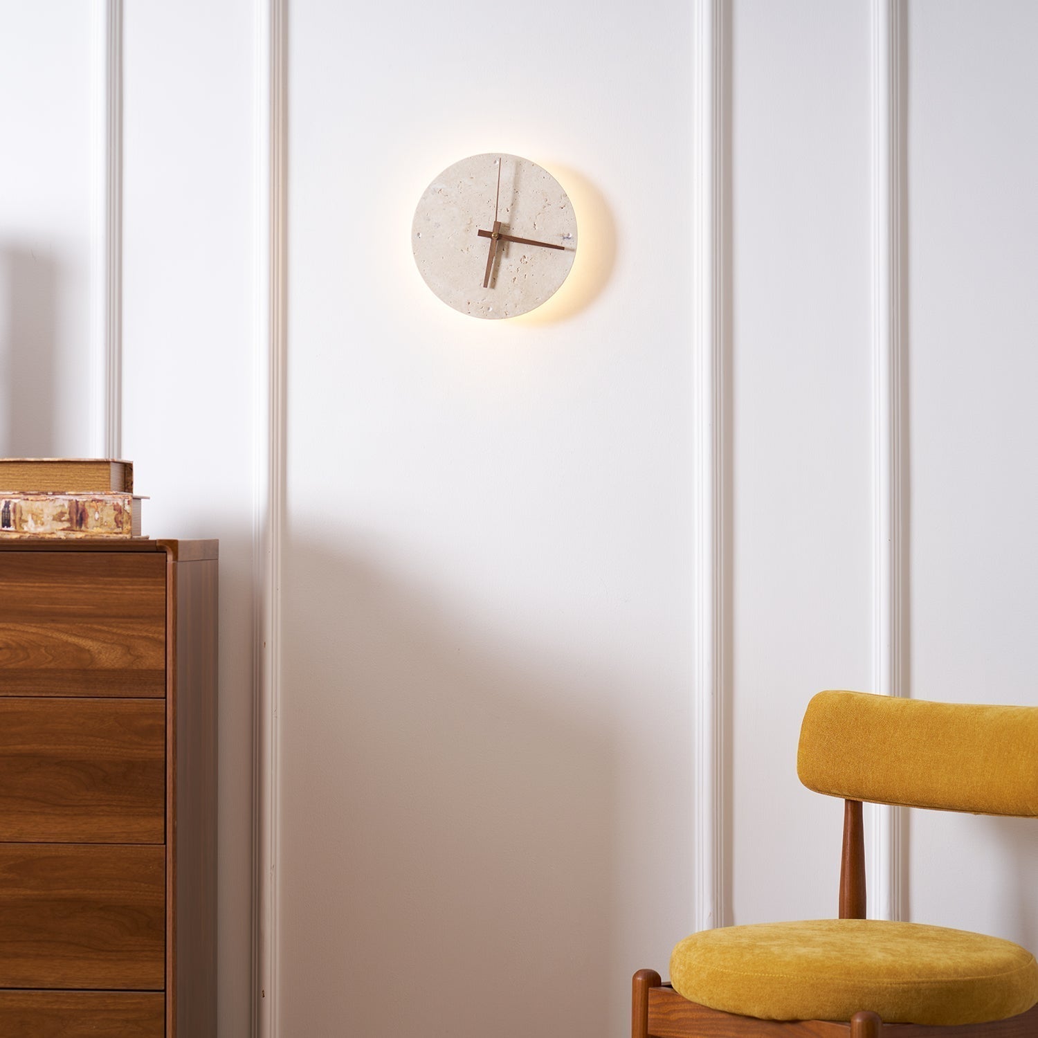 Drift Applique Murale Horloge Travertin
