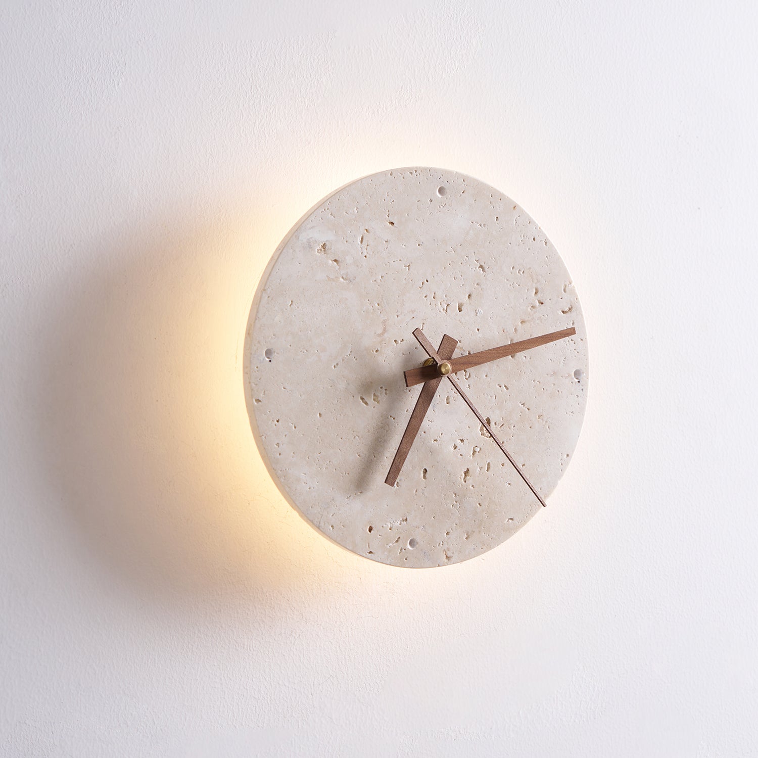 Drift Applique Murale Horloge Travertin