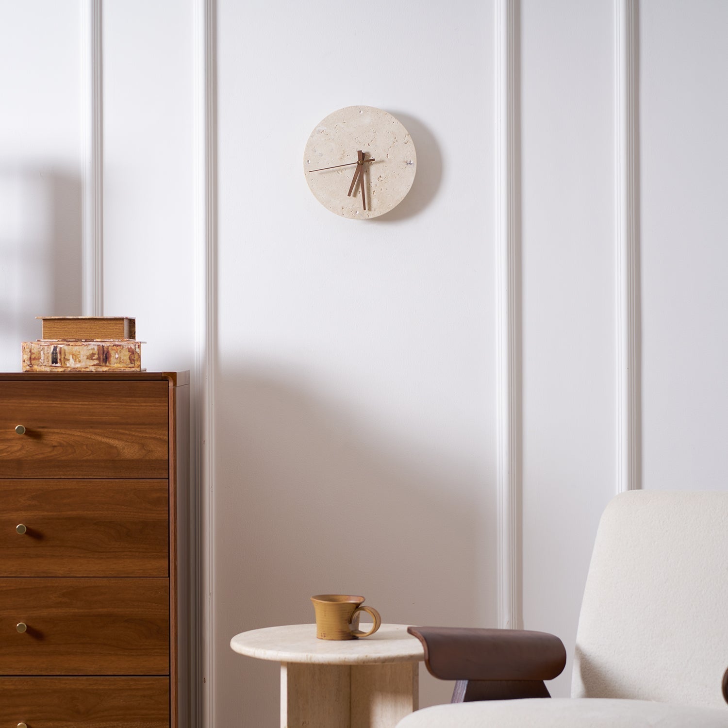 Drift Applique Murale Horloge Travertin