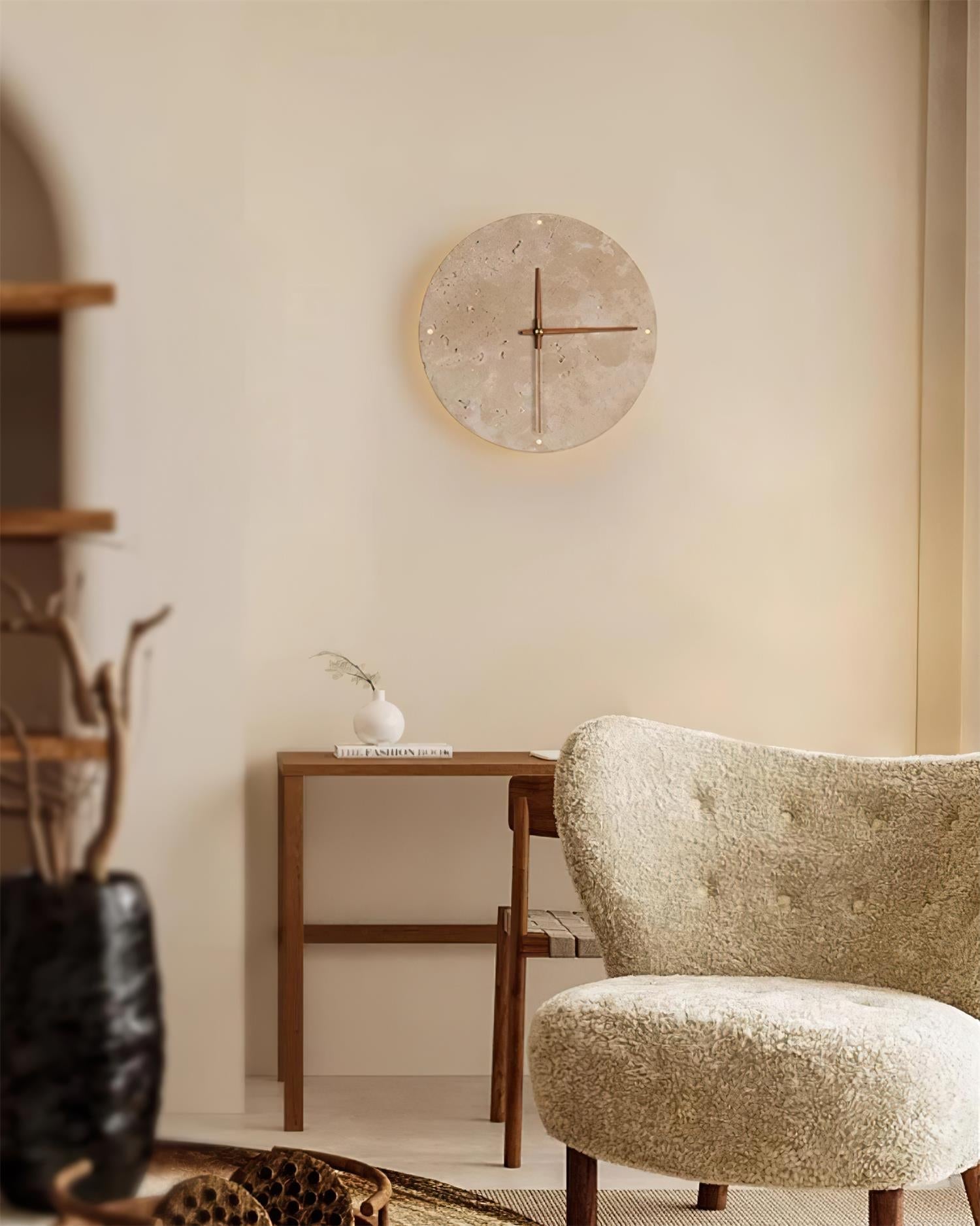 Drift Applique Murale Horloge Travertin
