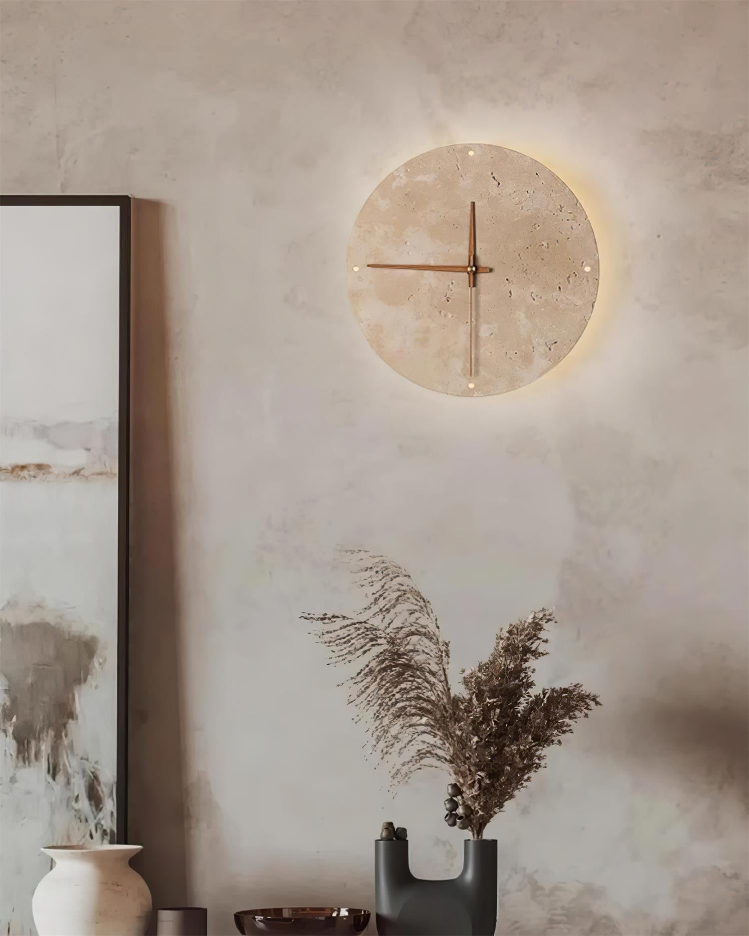 Drift Applique Murale Horloge Travertin