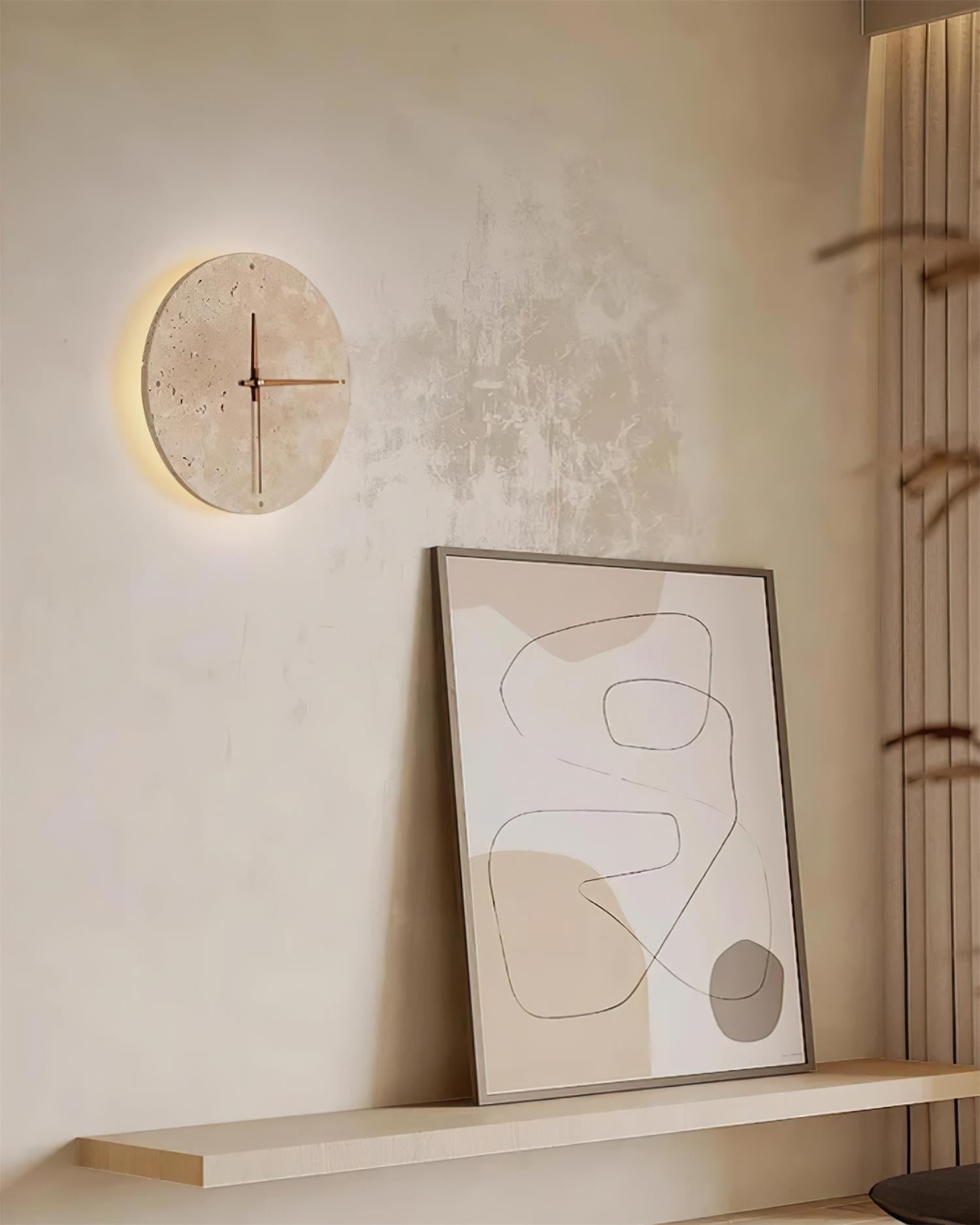 Drift Applique Murale Horloge Travertin