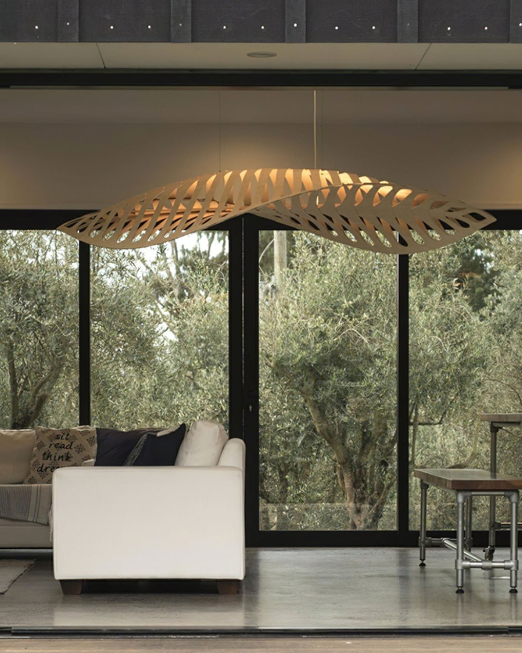 Veliren Lampe Suspendue Feuille Bois