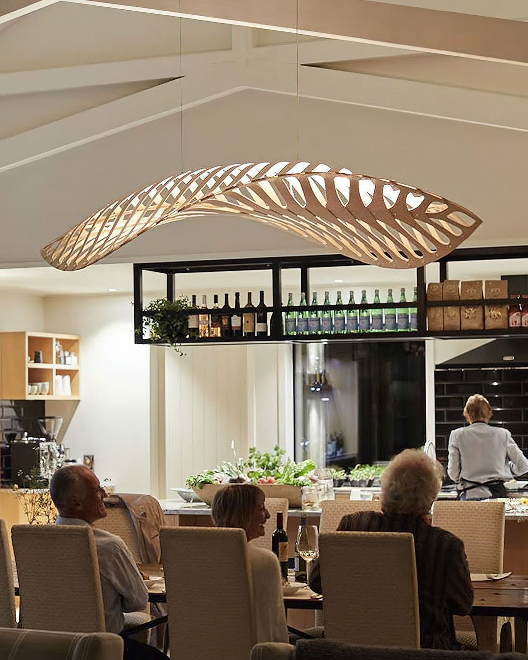 Veliren Lampe Suspendue Feuille Bois