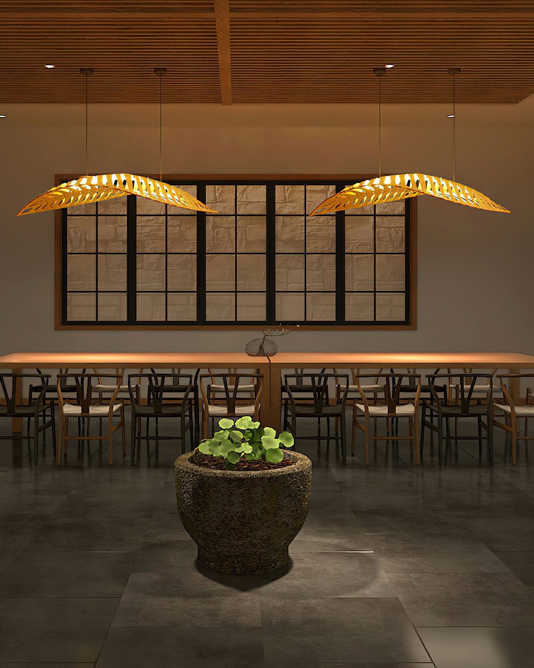 Veliren Lampe Suspendue Feuille Bois