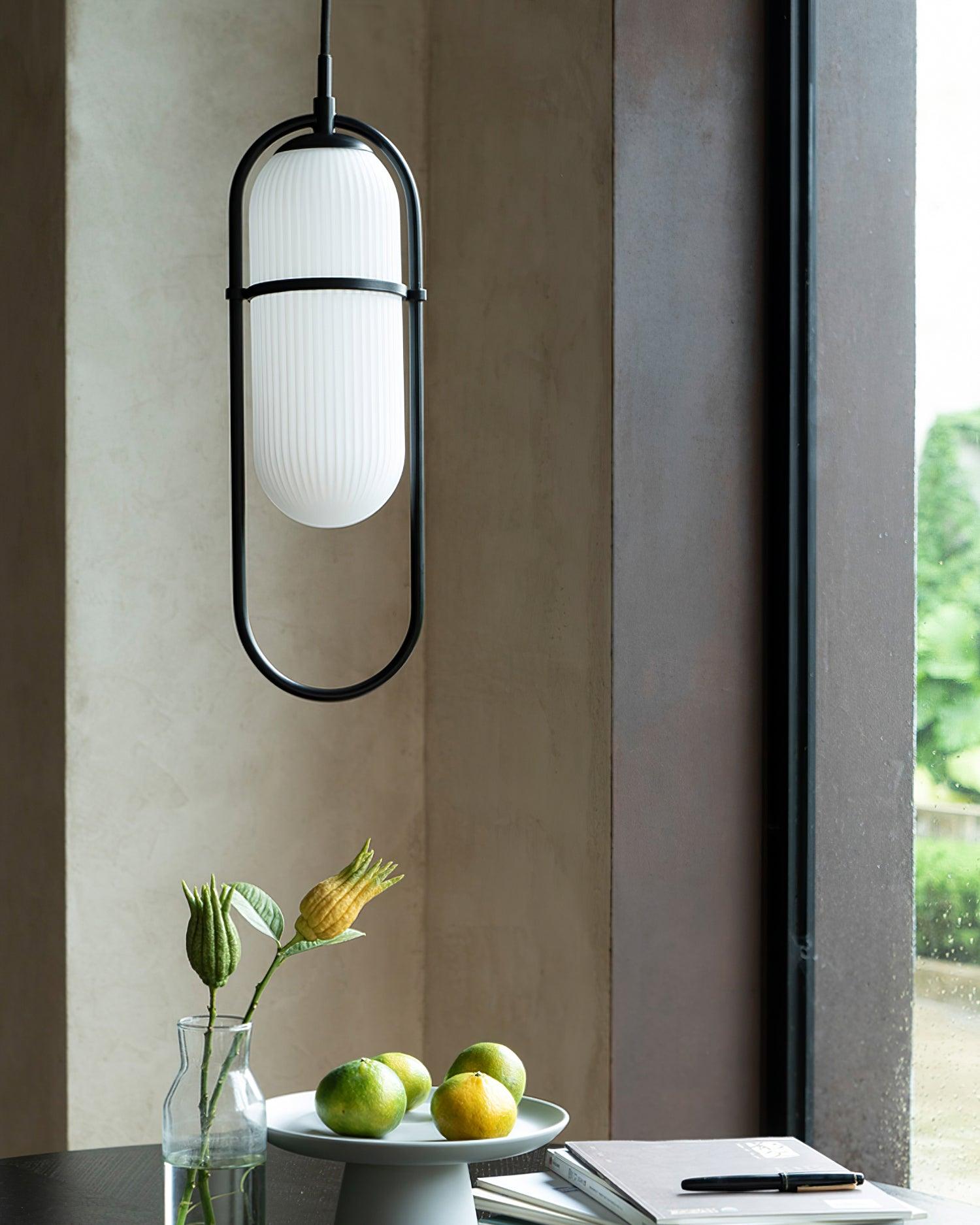 Zesta Lampe Suspendue Verre Rainuré Minimaliste