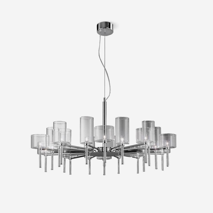Zonia Lustre Disposition de Cylindres en Verre Chrome