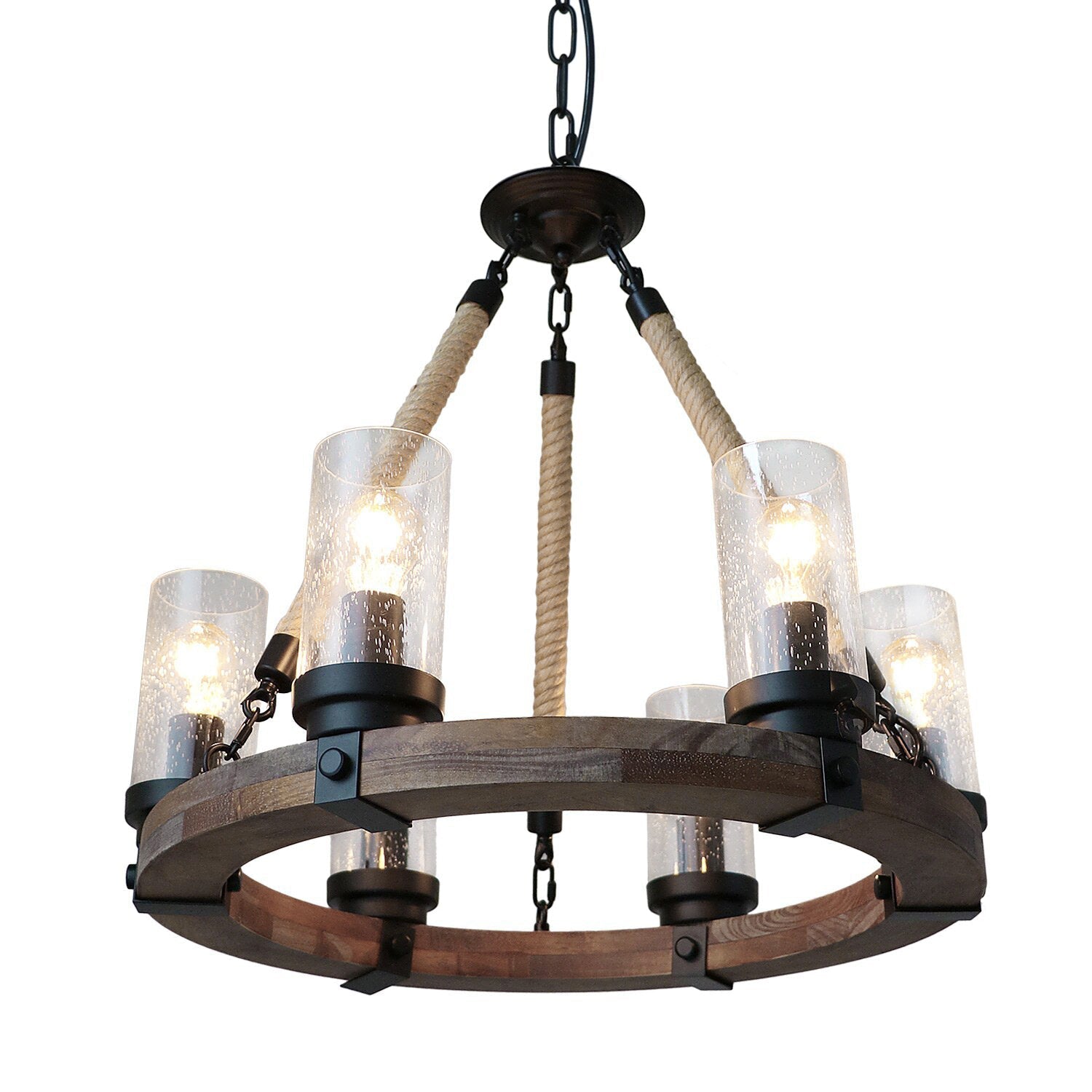 Zomiria Lustre Industriel Vintage Roue De Chariot En Bois