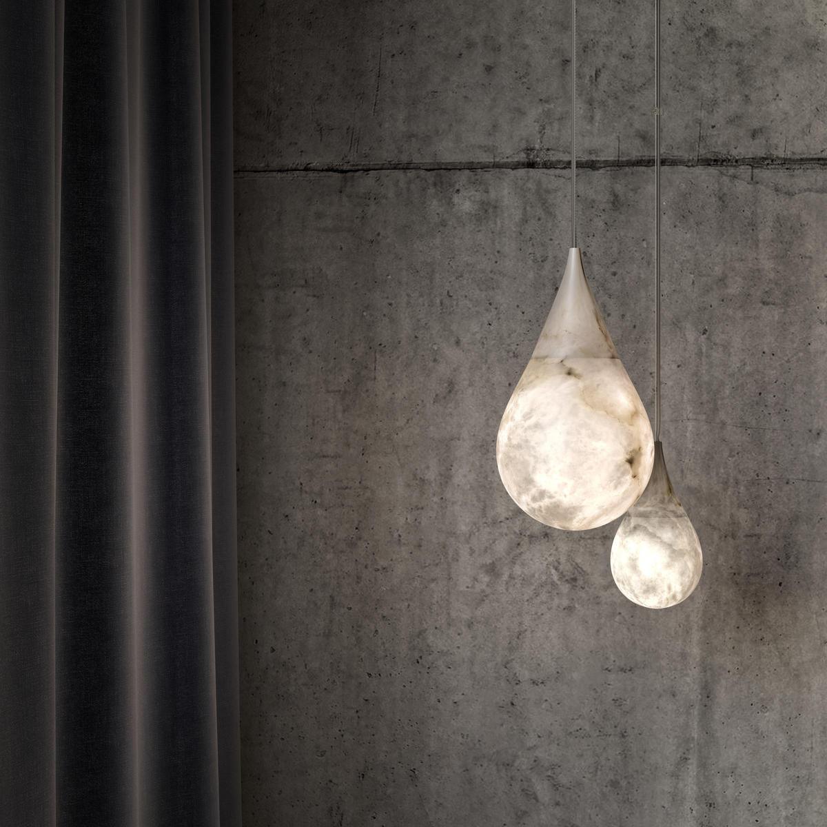 LustraLux Suspension Lampe Goutte de Pluie en Marbre
