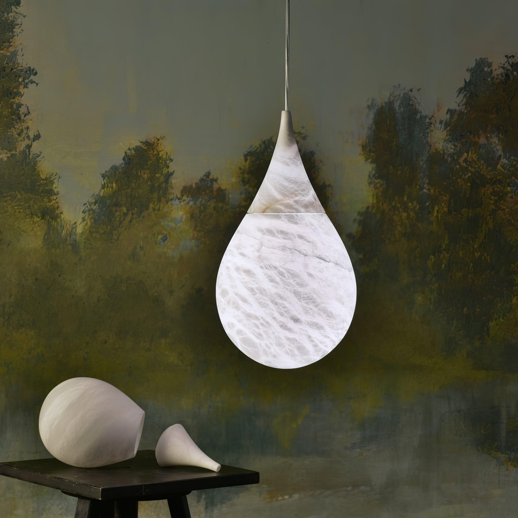 LustraLux Suspension Lampe Goutte de Pluie en Marbre