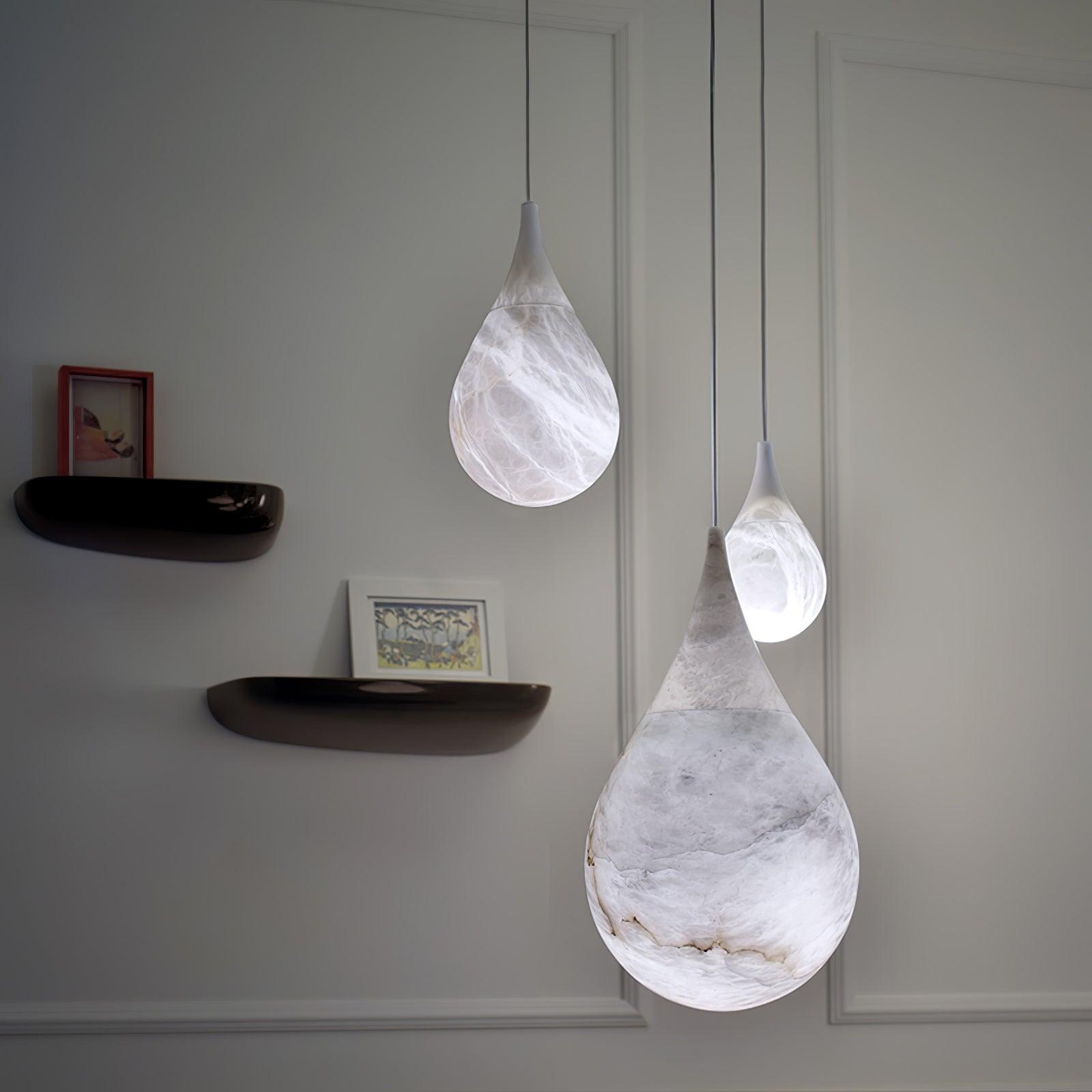 LustraLux Suspension Lampe Goutte de Pluie en Marbre