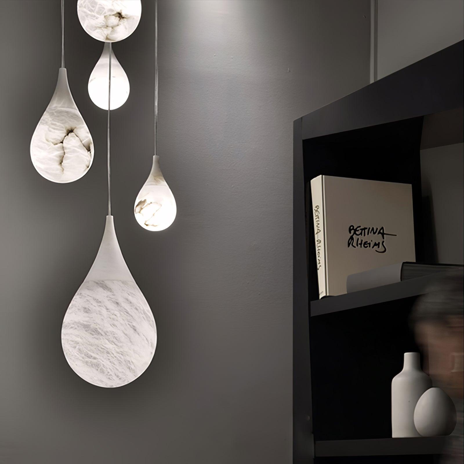 LustraLux Suspension Lampe Goutte de Pluie en Marbre