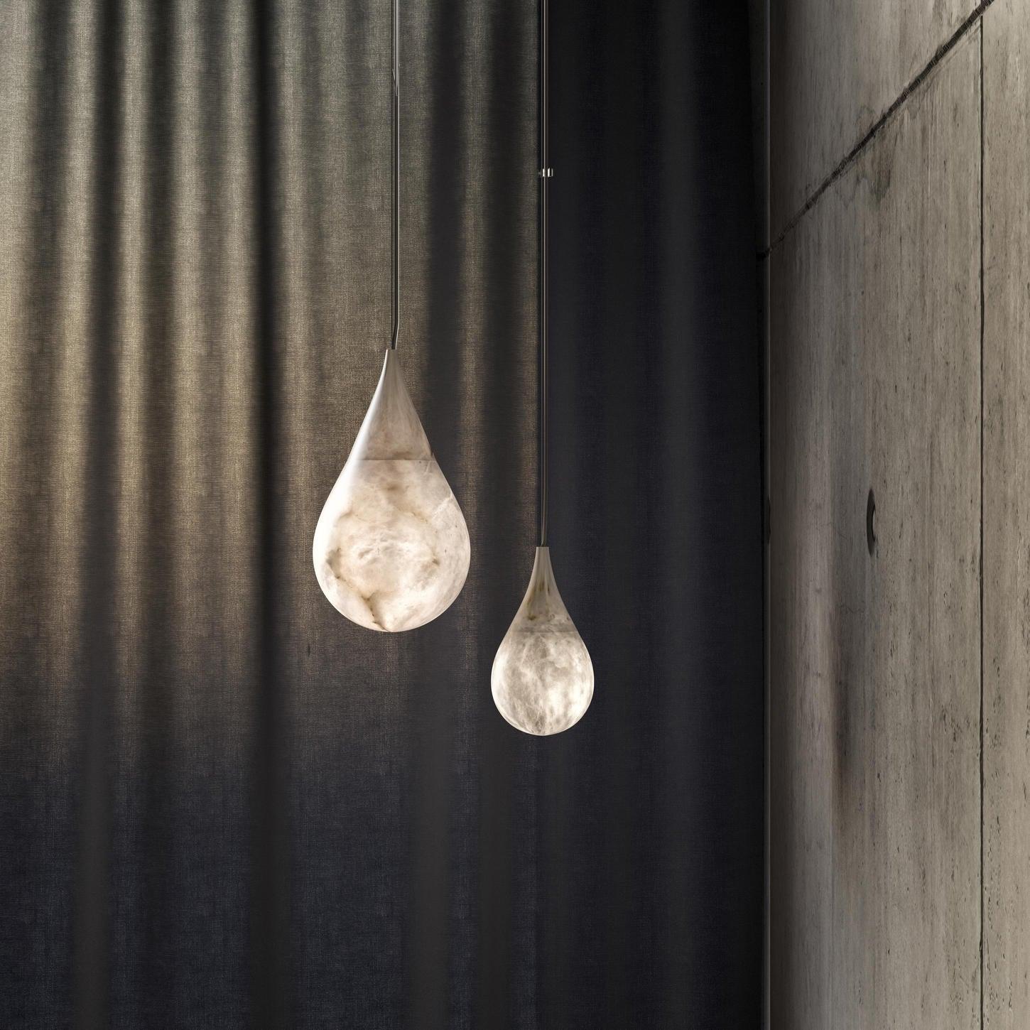 LustraLux Suspension Lampe Goutte de Pluie en Marbre