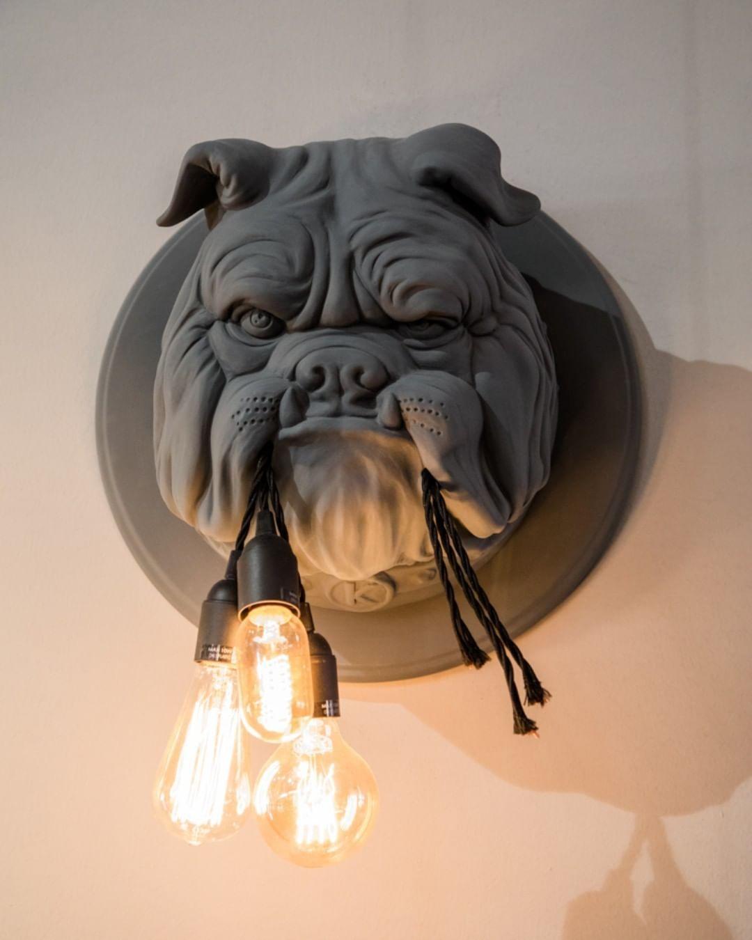 Lustra Applique Murale Sculpture Bulldog Fantaisiste