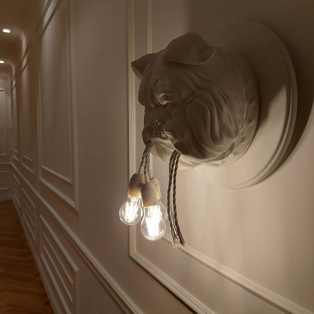 Lustra Applique Murale Sculpture Bulldog Fantaisiste