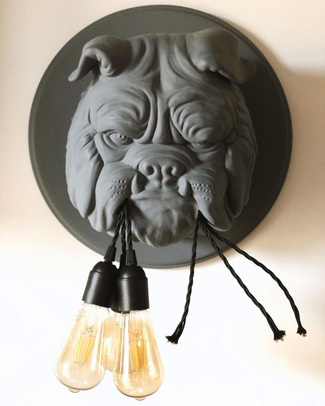 Lustra Applique Murale Sculpture Bulldog Fantaisiste
