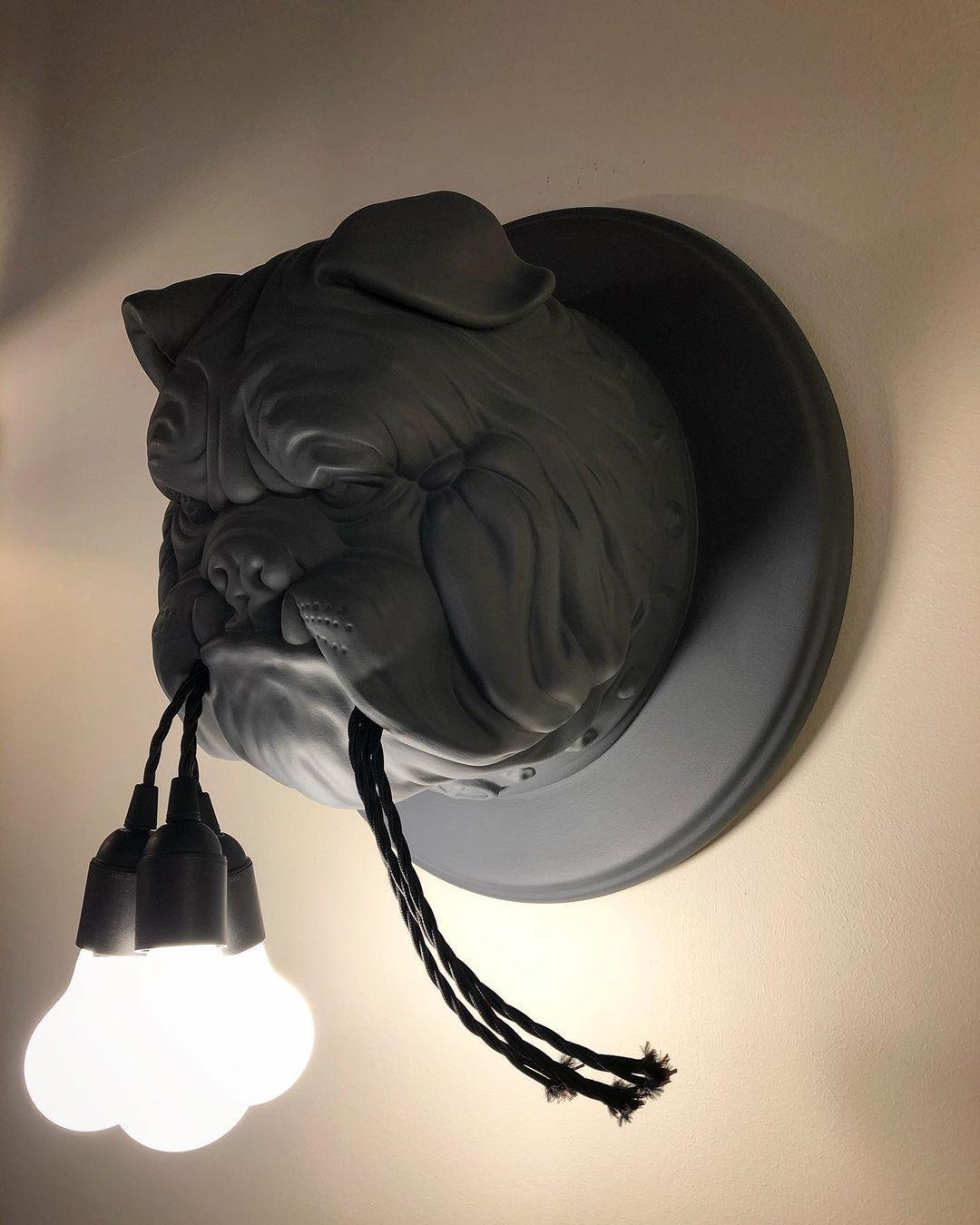 Lustra Applique Murale Sculpture Bulldog Fantaisiste