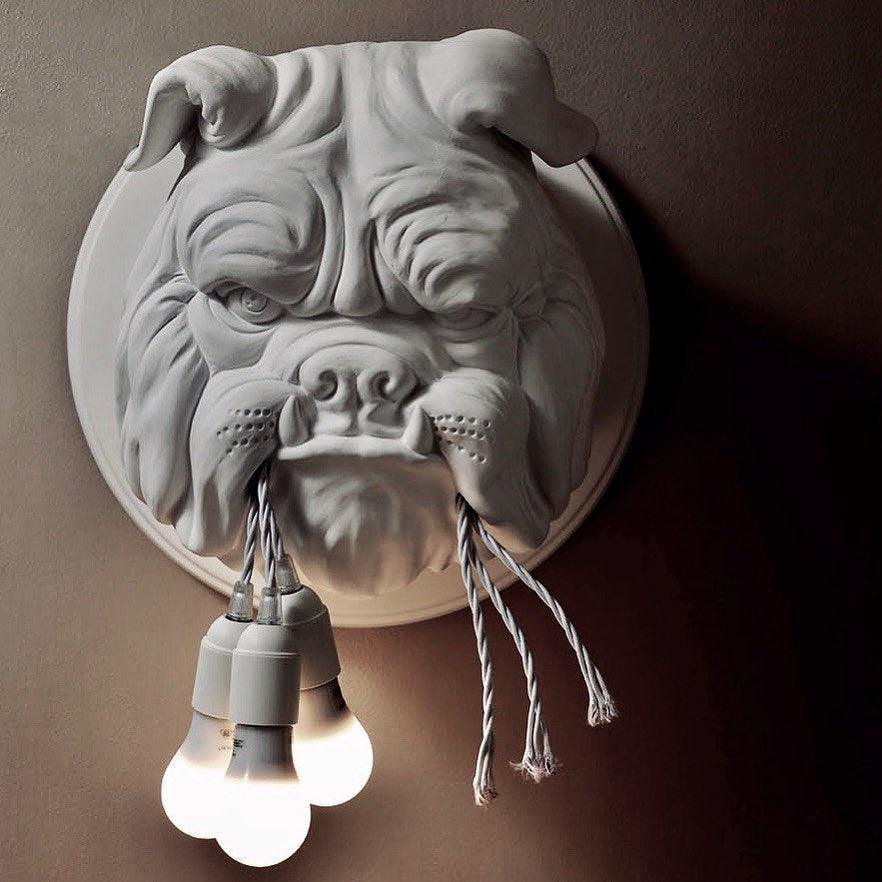 Lustra Applique Murale Sculpture Bulldog Fantaisiste