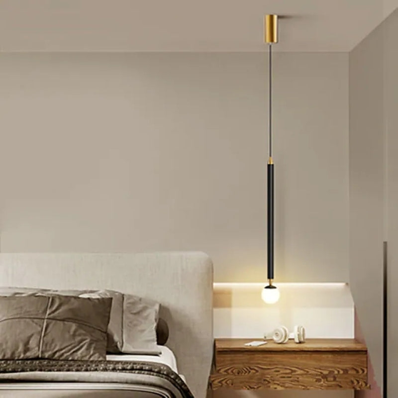 Auri Suspension Cylindre Simple. Métal/Verre. Noir/Doré. Salon