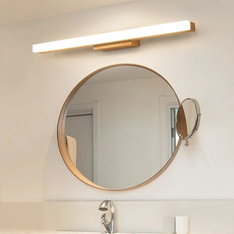 Quinl Applique Murale Miroir Linéaire Minimaliste. Bois. Noyer. Salon