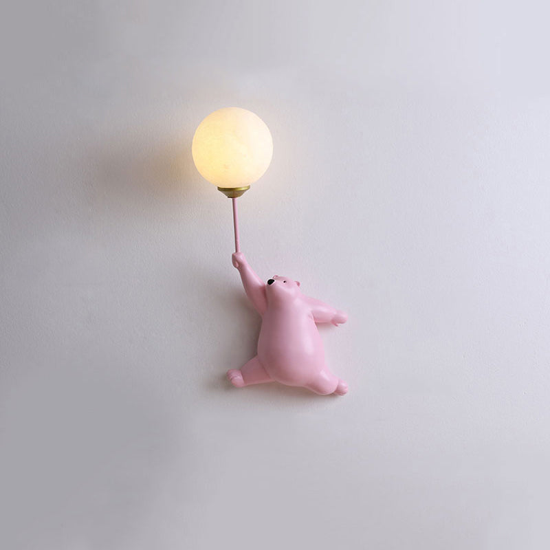 Bear Balloon Applique Murale Ours Ballon Moderne Animale. Blanc/Bleu/Rose. Salon