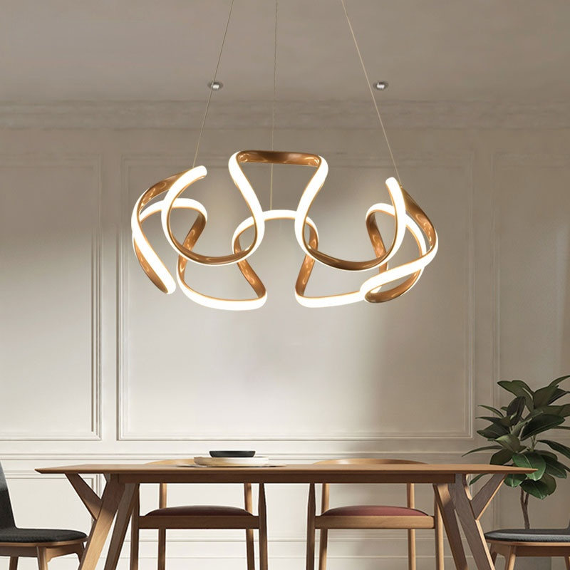 Clyra Suspension Linéaire Moderne Doré/Café/Gris. Salon