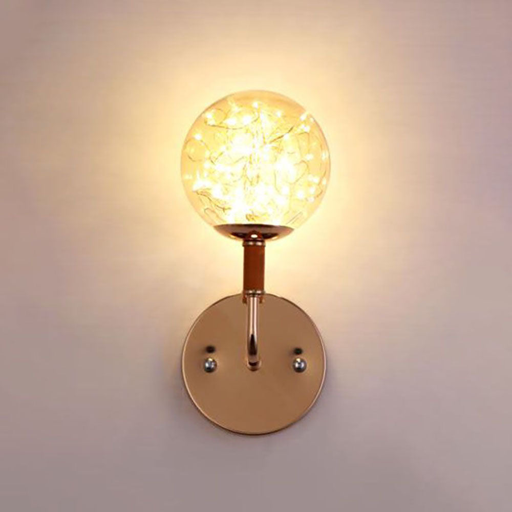 Valentina Applique Murale Bulle Ronde Moderne LED Métal Verre Noir/Or Salon/Chambre à Coucher