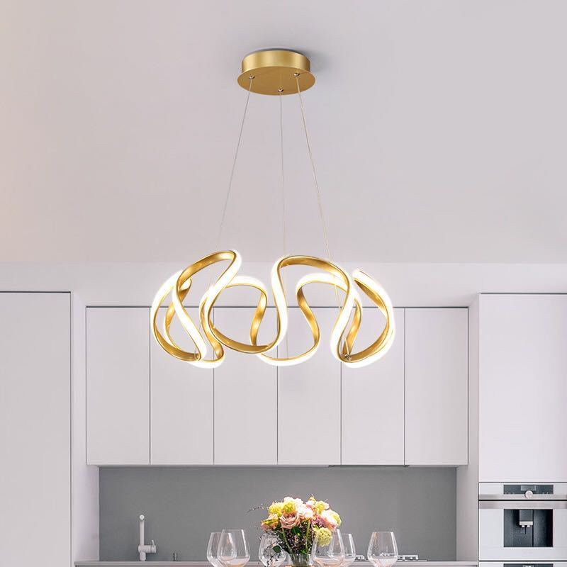 Clyra Suspension Linéaire Moderne Doré/Café/Gris. Salon