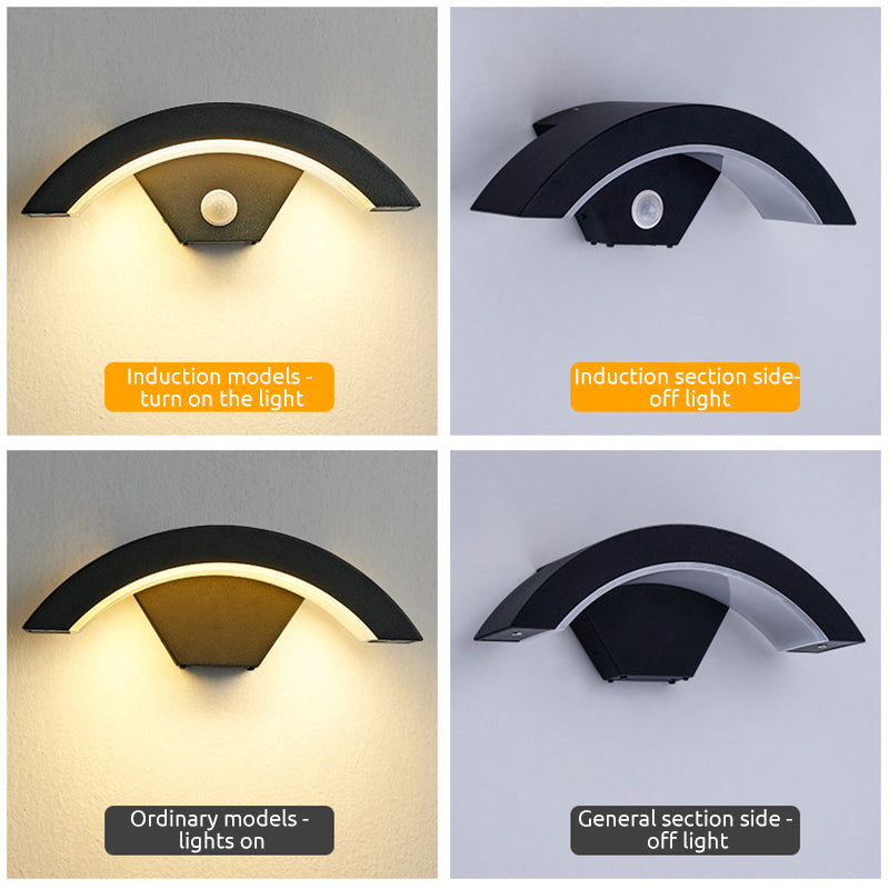 Elvon Applique Murale Capteur étanche Arc Modern  Noir. Extérieur