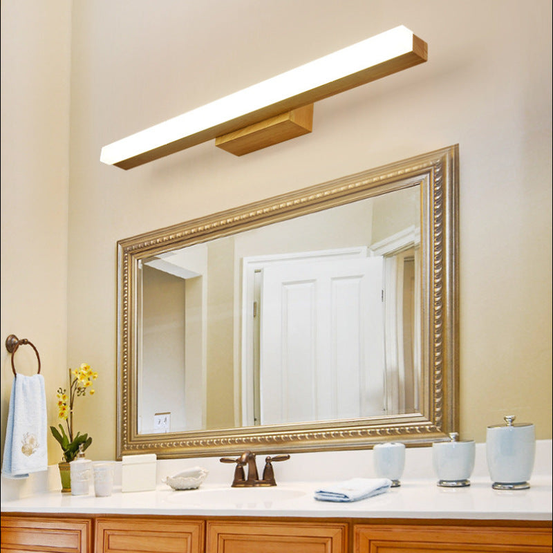Quinl Applique Murale Miroir Linéaire Minimaliste. Bois. Noyer. Salon