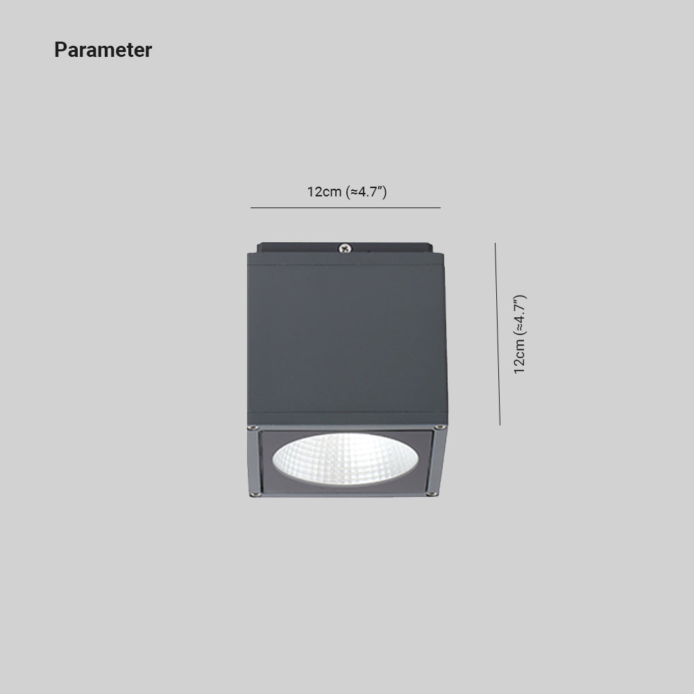 Ray Plafonnier Cube Moderne, Métal/Verre, Gris, Extérieur
