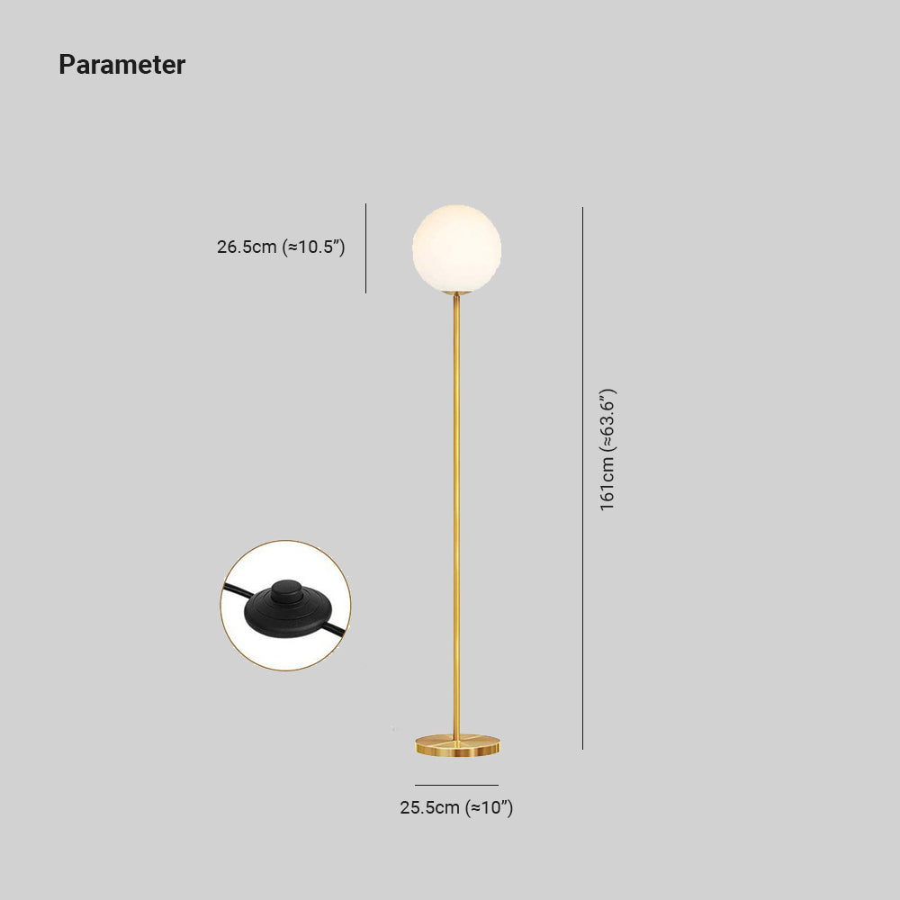 Valentina Design Lampadaire Bulle Simple Métal/Acrylique Doré Salon