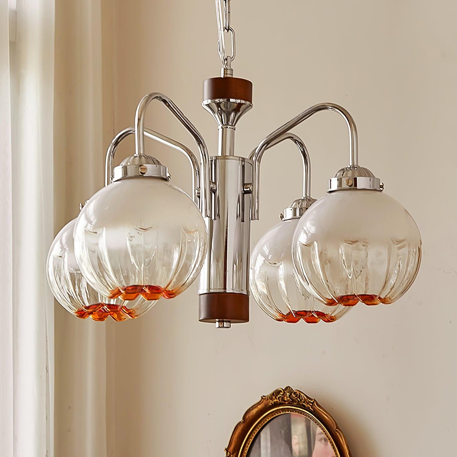 Ulliria Lustre Art Nordique Fleur En Noyer Et Verre