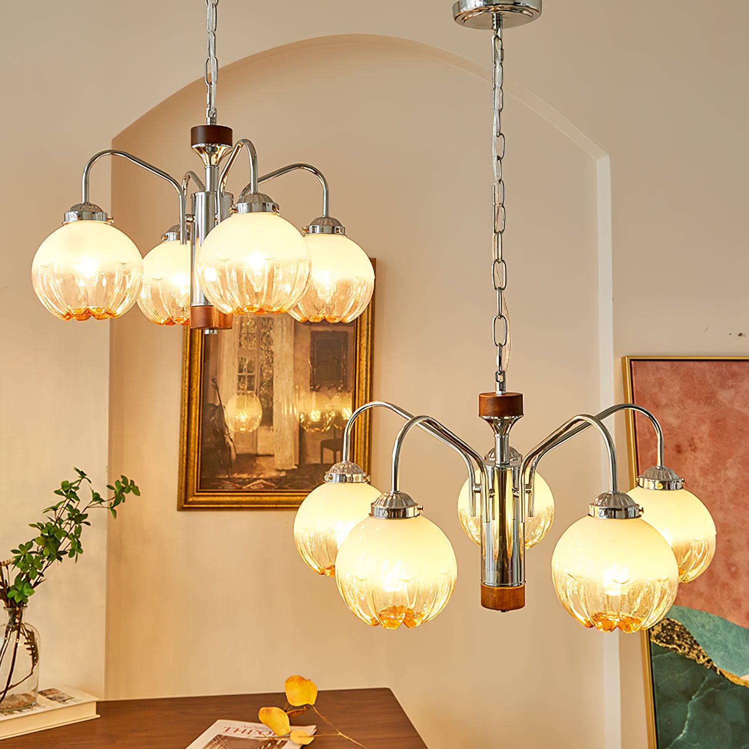 Ulliria Lustre Art Nordique Fleur En Noyer Et Verre