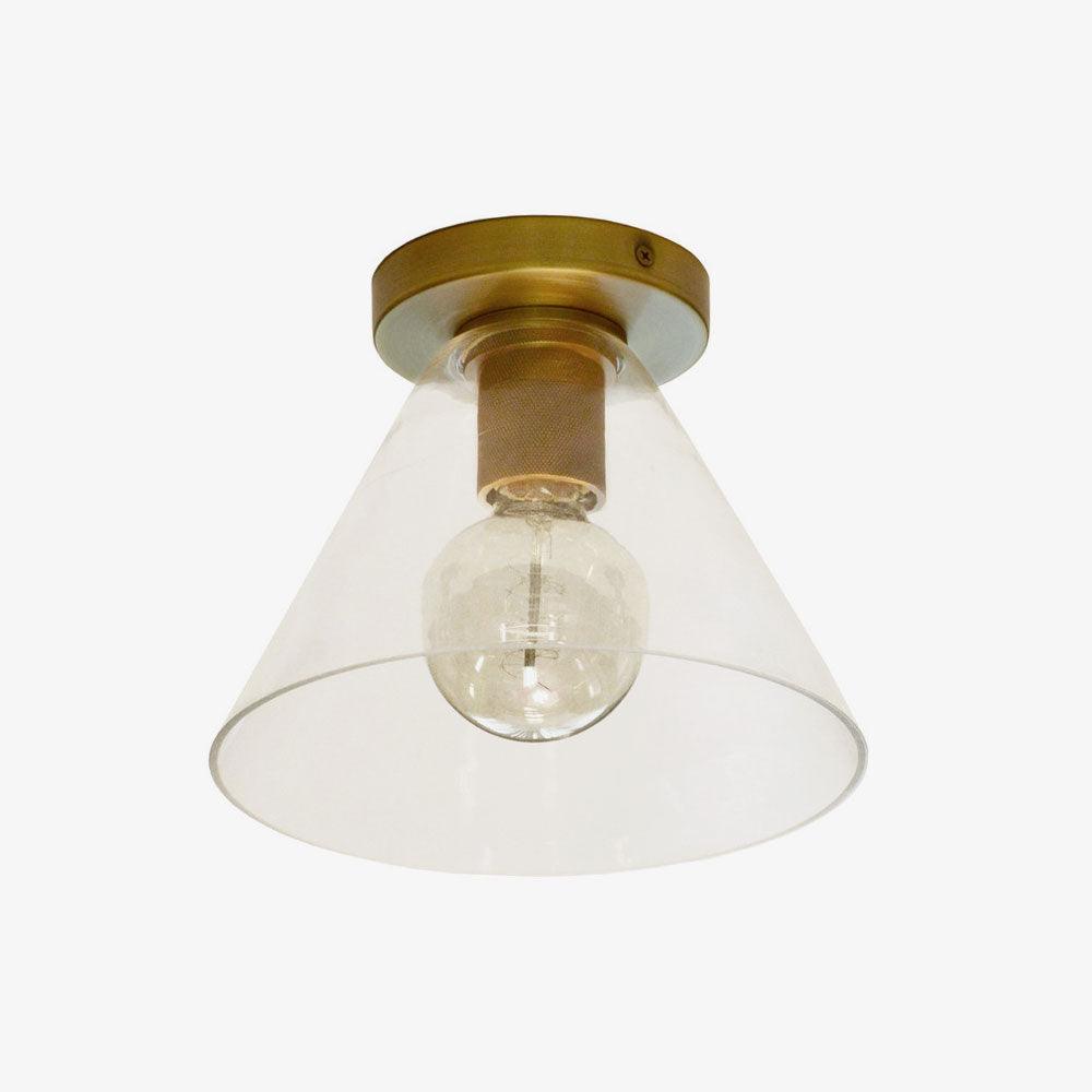 Solara Lumière de Plafond Conique en Verre et Laiton Industrielle