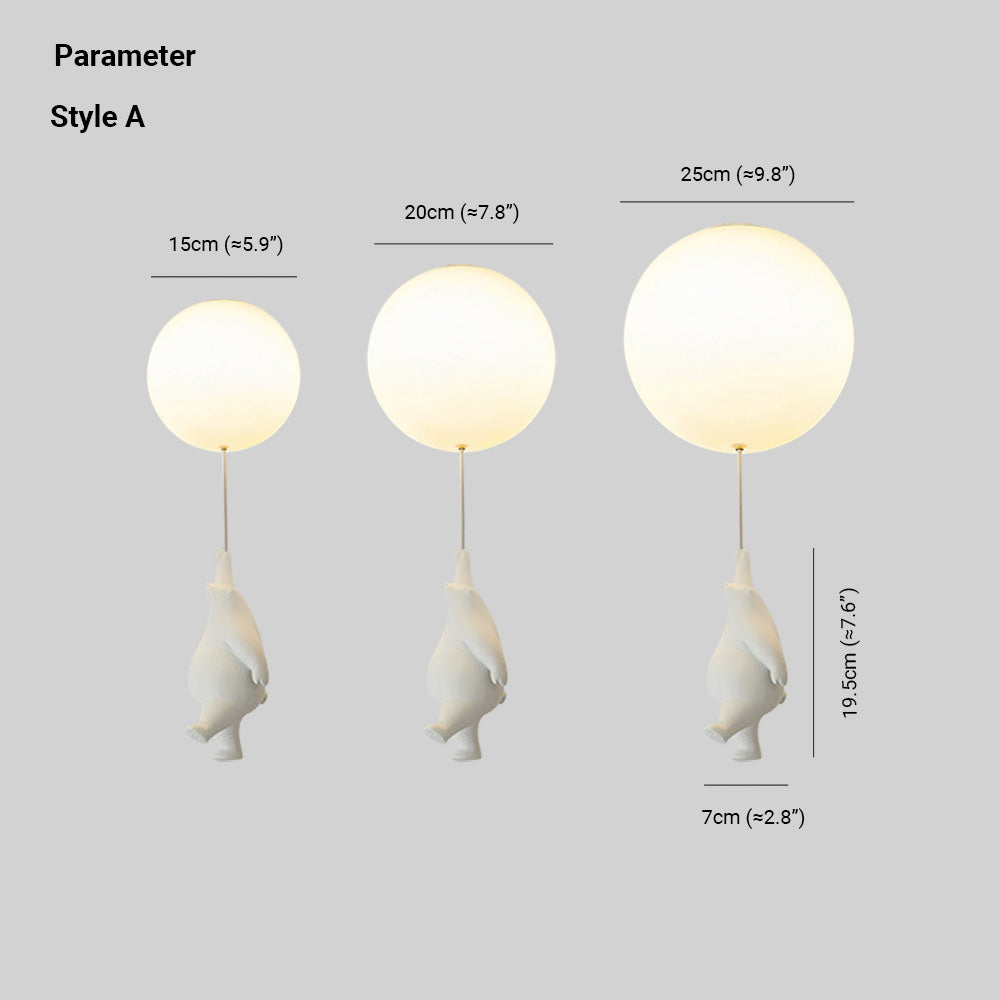 Bear Balloon Suspension/ Plafonnier Ballon Moderne Résine Chambre