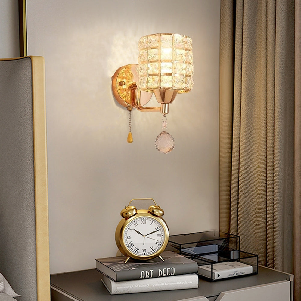 Kristy Applique Murale Cylindrique Luxe, Cristal/Métal, Or/Chromé, Salon