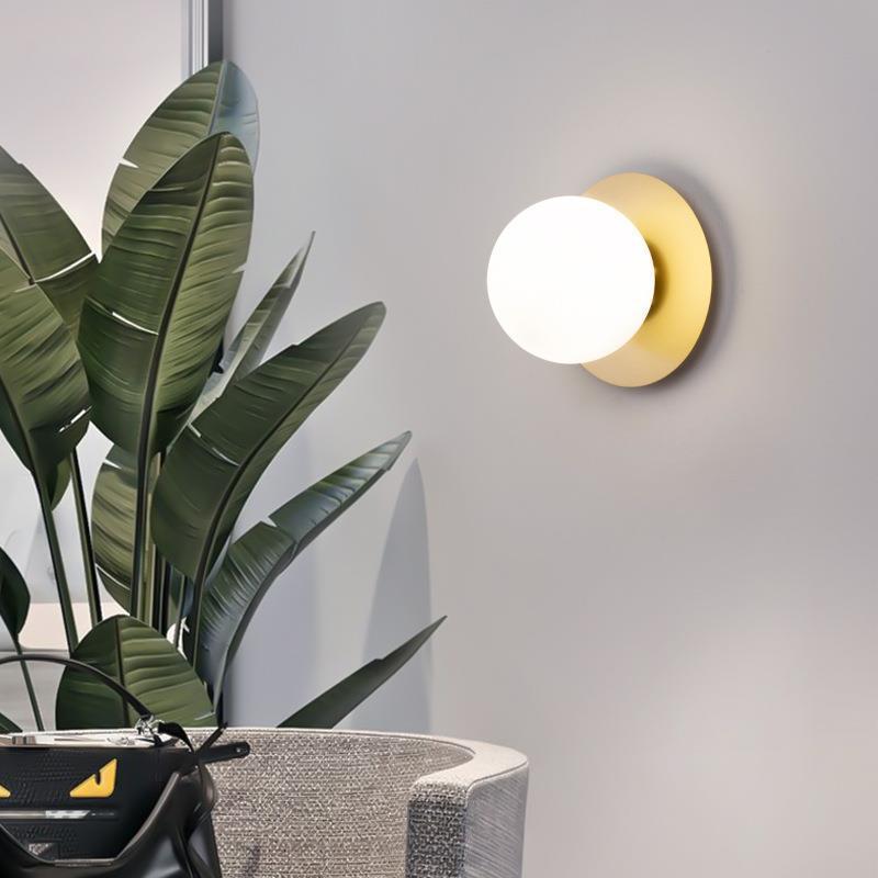 Melo Applique Murale Globe Moderne Design LED Métal Verre Noir/Or Salle de Bain