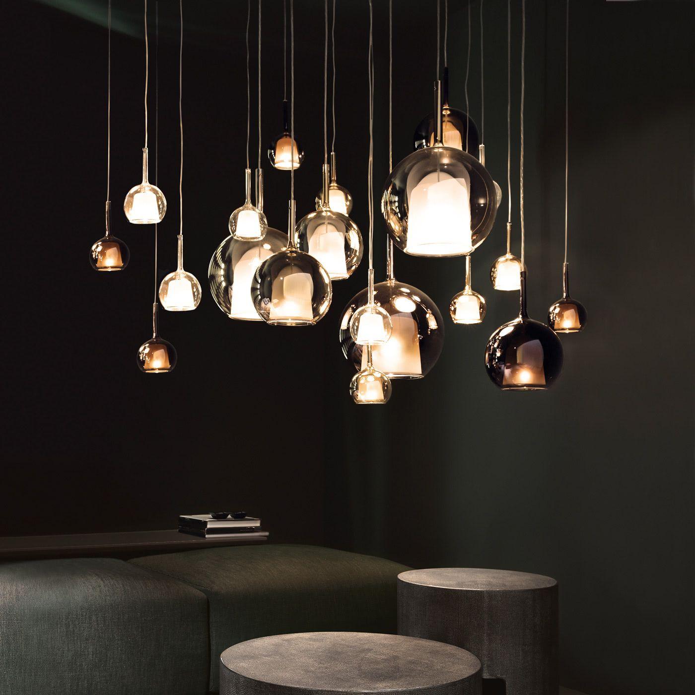 Lustra Suspension en Verre Fumé Rond