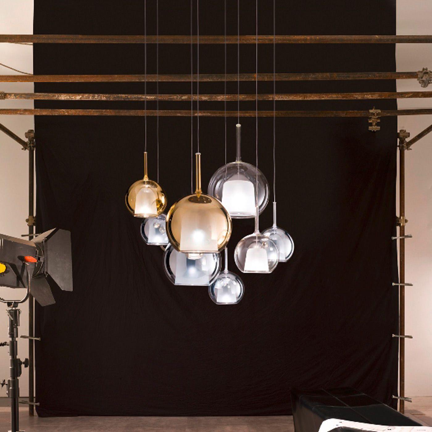 Lustra Suspension en Verre Fumé Rond