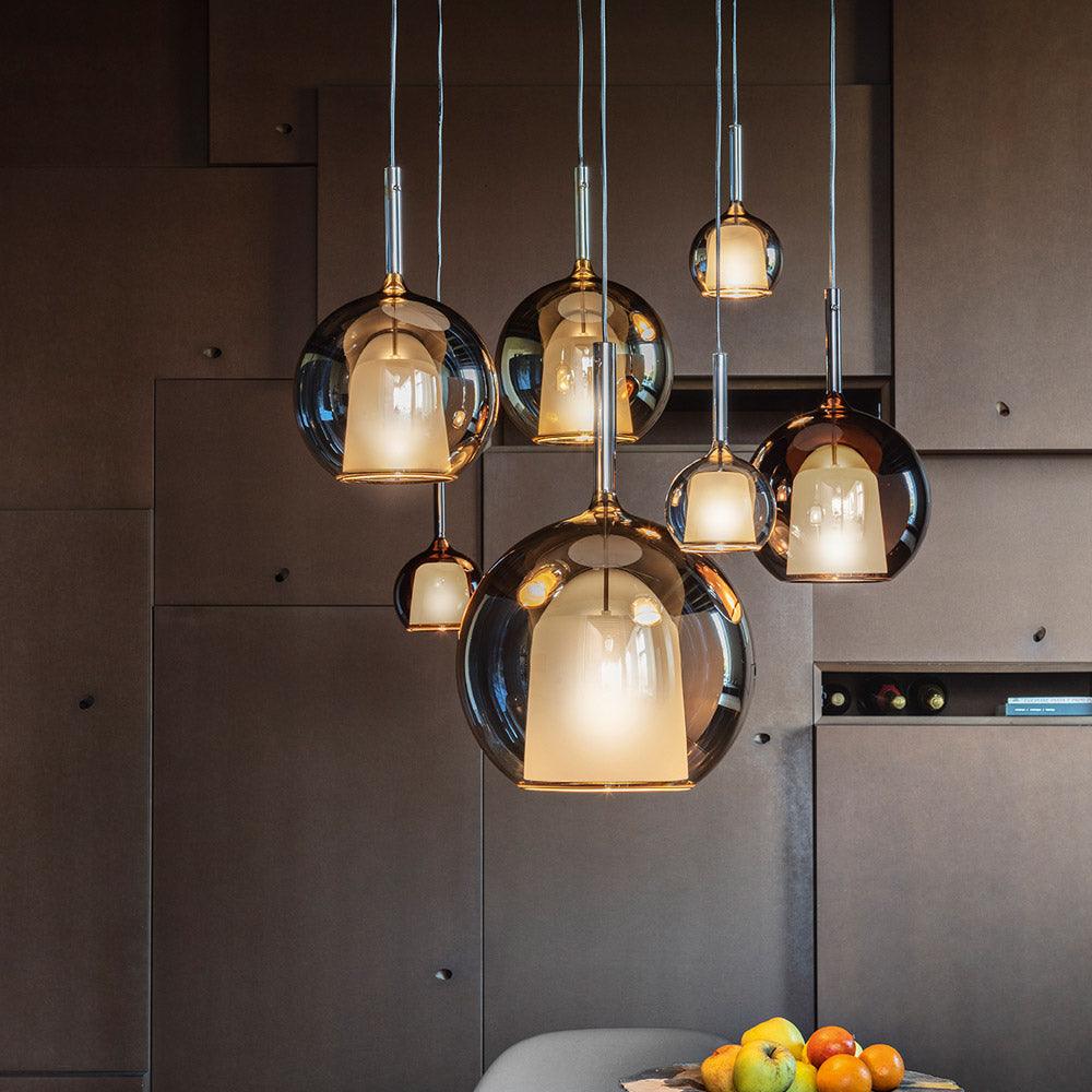 Lustra Suspension en Verre Fumé Rond