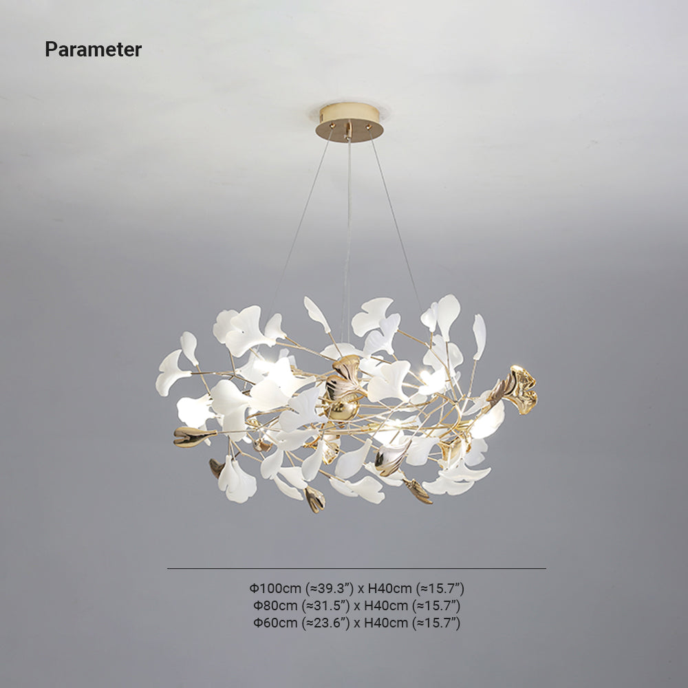Jarn Suspension Feuille/Multi Moderne Métal/Céramique Doré/Blanc Salon