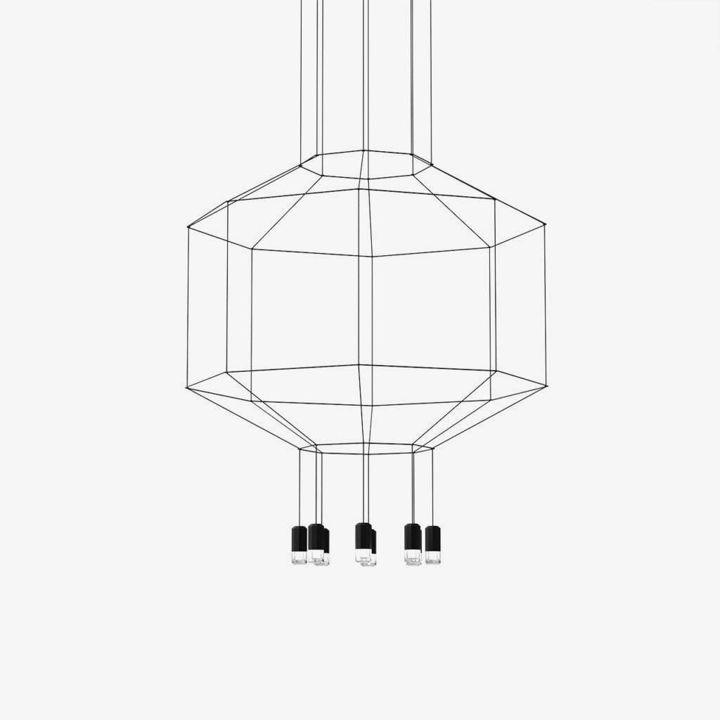 Lustra Suspension Géométrique en Fil Noir LED